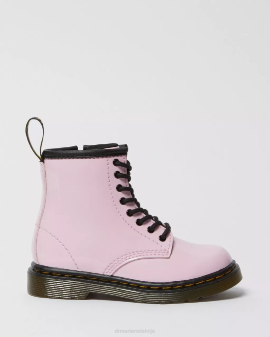 Dr. Martens apavi bērni gaiši rozā lucido & patentlampa toddler 1460 lakādas šņorzābaki LHJP407