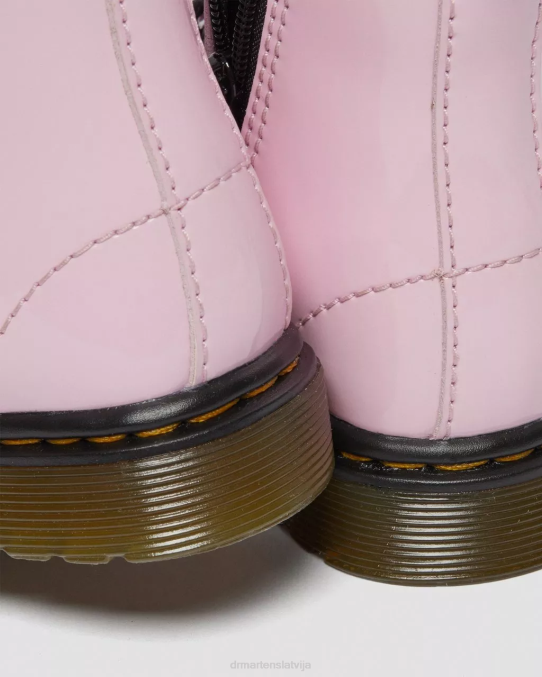Dr. Martens apavi bērni gaiši rozā lucido & patentlampa toddler 1460 lakādas šņorzābaki LHJP407