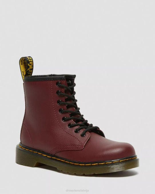 Dr. Martens apavi bērni ķiršu sarkans softy t junior 1460 softy t ādas šņorzābaki LHJP425