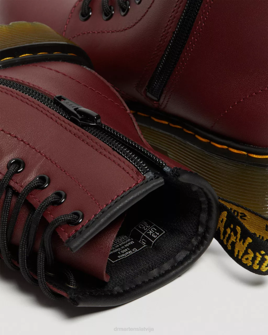 Dr. Martens apavi bērni ķiršu sarkans softy t junior 1460 softy t ādas šņorzābaki LHJP425
