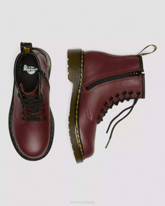 Dr. Martens apavi bērni ķiršu sarkans softy t junior 1460 softy t ādas šņorzābaki LHJP425