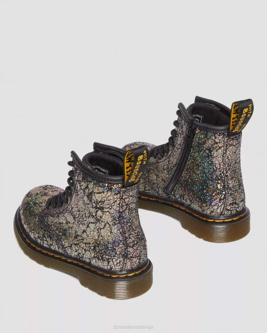 Dr. Martens apavi bērni melna disko kroka Toddler 1460 krokām metāla šņorzābaki LHJP419