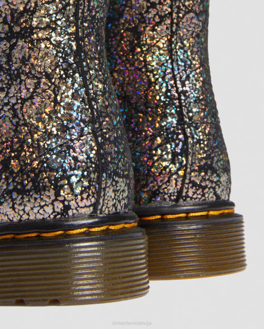 Dr. Martens apavi bērni melna disko kroka Toddler 1460 krokām metāla šņorzābaki LHJP419