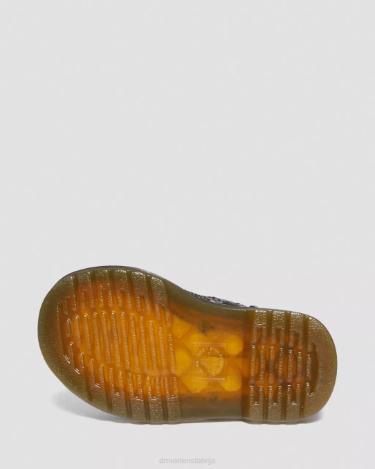 Dr. Martens apavi bērni melna disko kroka zīdaiņu 1460 kroku metāliski šņorzābaki LHJP400