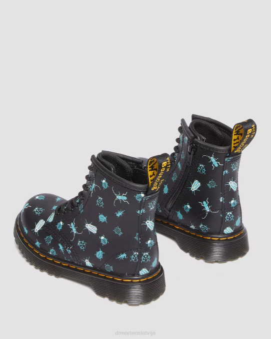 Dr. Martens apavi bērni melna ziedu mash up k hidro toddler 1460 glow in the dark bugs šņorzābaki LHJP420