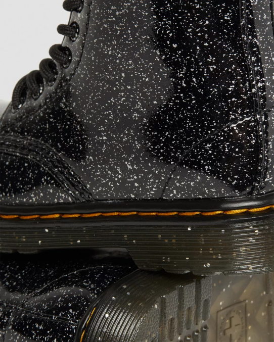 Dr. Martens apavi bērni melni kosmiski spīdumi Toddler 1460 mirdzoši šņorzābaki LHJP403