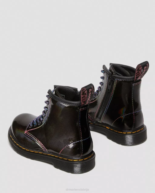 Dr. Martens apavi bērni melns gaismas šovs toddler 1460 sparkle rays šņorējami zābaki LHJP409