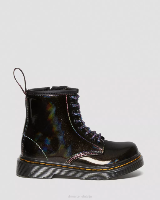 Dr. Martens apavi bērni melns gaismas šovs toddler 1460 sparkle rays šņorējami zābaki LHJP409