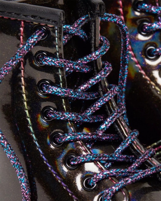 Dr. Martens apavi bērni melns gaismas šovs toddler 1460 sparkle rays šņorējami zābaki LHJP409