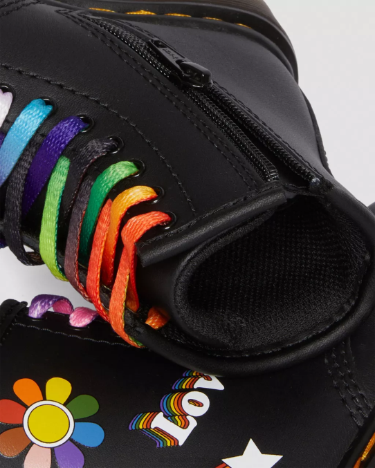 Dr. Martens apavi bērni melns hidro toddler 1460 priekš lepnuma ādas šņorzābaki LHJP416