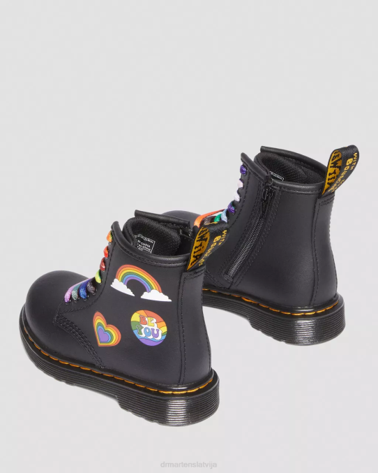 Dr. Martens apavi bērni melns hidro toddler 1460 priekš lepnuma ādas šņorzābaki LHJP416