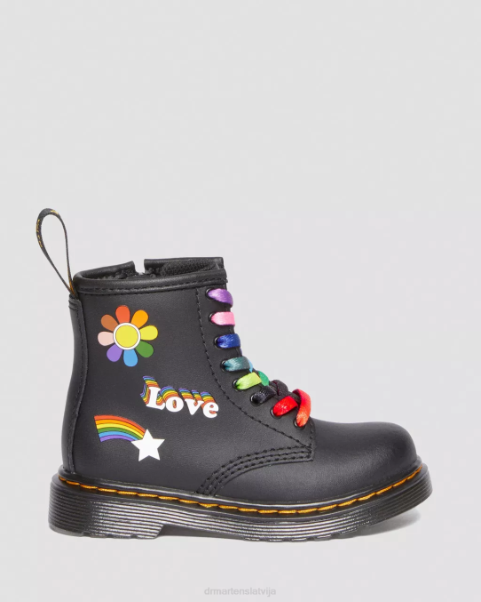 Dr. Martens apavi bērni melns hidro toddler 1460 priekš lepnuma ādas šņorzābaki LHJP416