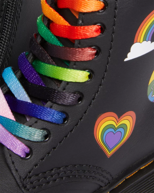 Dr. Martens apavi bērni melns hidro toddler 1460 priekš lepnuma ādas šņorzābaki LHJP416