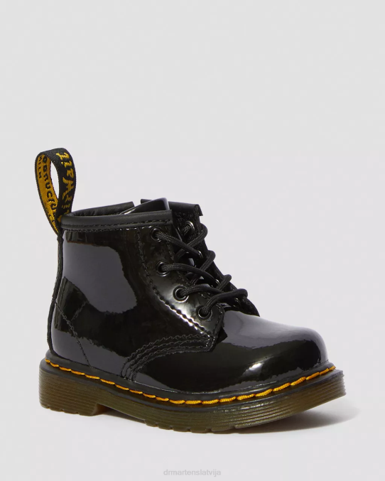 Dr. Martens apavi bērni melns lucido & patentlampa zīdaiņu 1460 lakādas šņorzābaki LHJP395