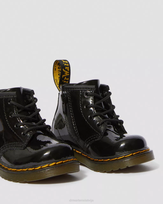 Dr. Martens apavi bērni melns lucido & patentlampa zīdaiņu 1460 lakādas šņorzābaki LHJP395
