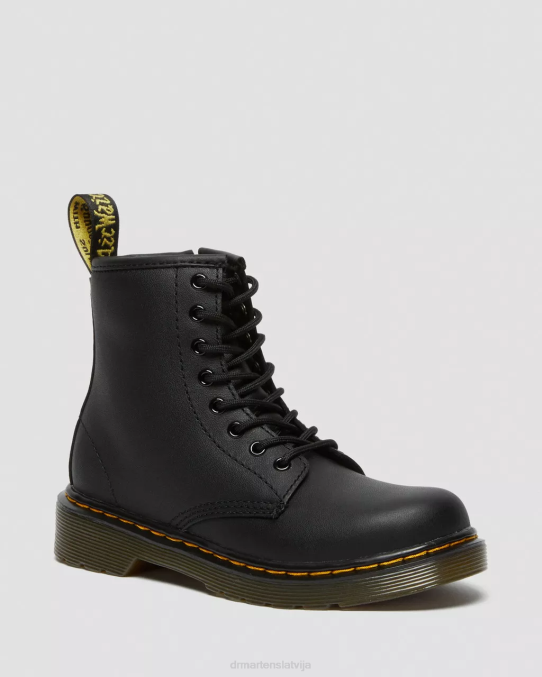 Dr. Martens apavi bērni melns mīksts t junior 1460 softy t ādas šņorzābaki LHJP424