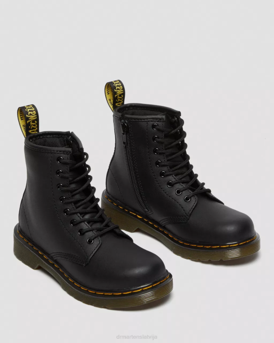 Dr. Martens apavi bērni melns mīksts t junior 1460 softy t ādas šņorzābaki LHJP424