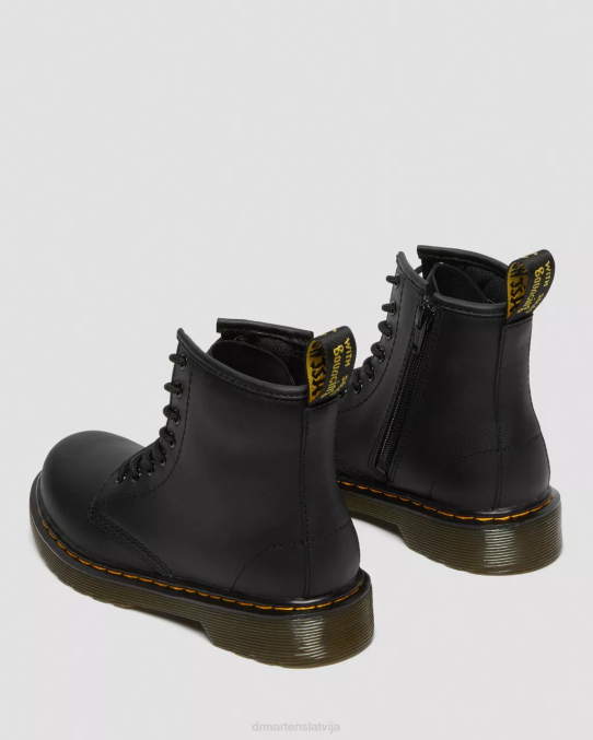 Dr. Martens apavi bērni melns mīksts t junior 1460 softy t ādas šņorzābaki LHJP424