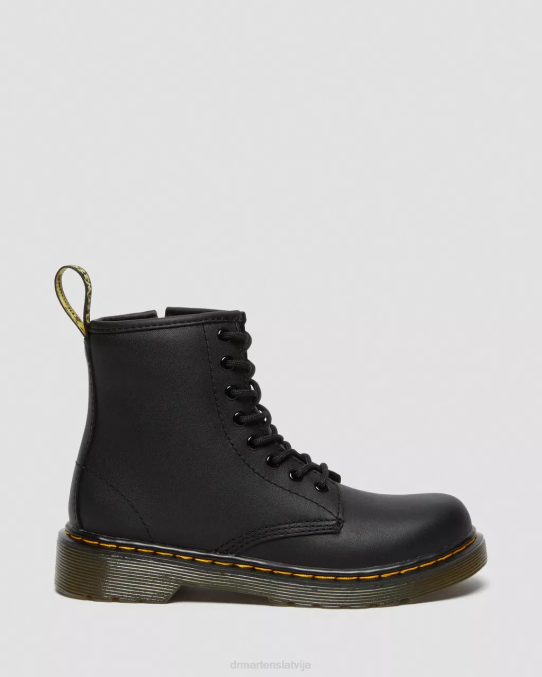 Dr. Martens apavi bērni melns mīksts t junior 1460 softy t ādas šņorzābaki LHJP424