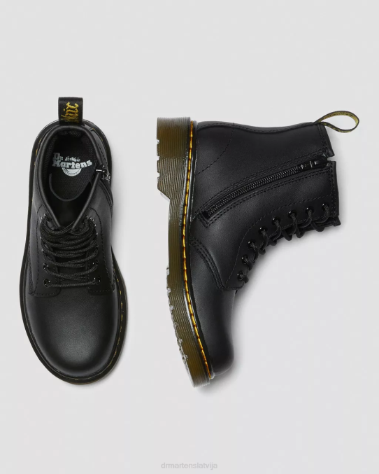 Dr. Martens apavi bērni melns mīksts t junior 1460 softy t ādas šņorzābaki LHJP424