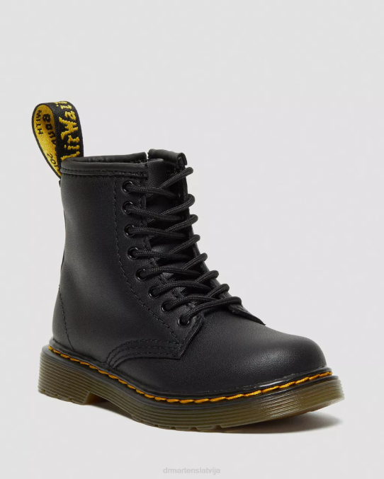 Dr. Martens apavi bērni melns mīksts t toddler 1460 softy t ādas šņorzābaki LHJP401