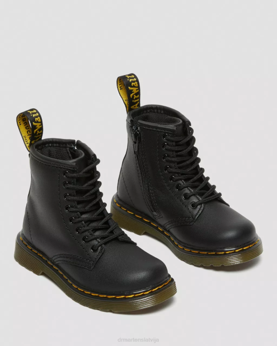 Dr. Martens apavi bērni melns mīksts t toddler 1460 softy t ādas šņorzābaki LHJP401