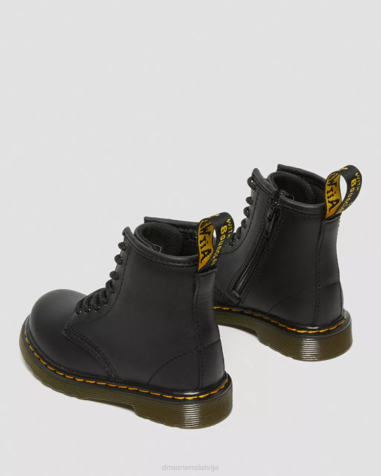 Dr. Martens apavi bērni melns mīksts t toddler 1460 softy t ādas šņorzābaki LHJP401