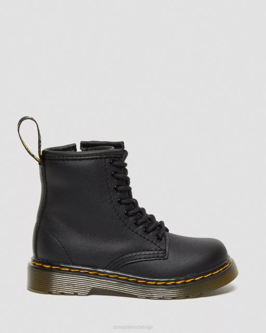 Dr. Martens apavi bērni melns mīksts t toddler 1460 softy t ādas šņorzābaki LHJP401