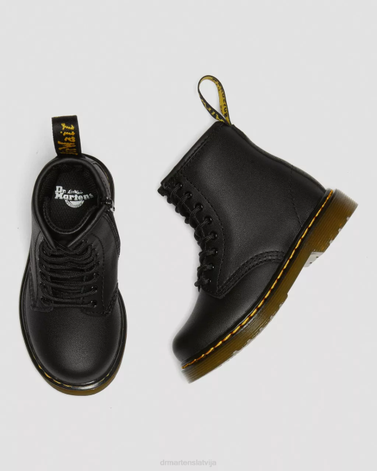 Dr. Martens apavi bērni melns mīksts t toddler 1460 softy t ādas šņorzābaki LHJP401