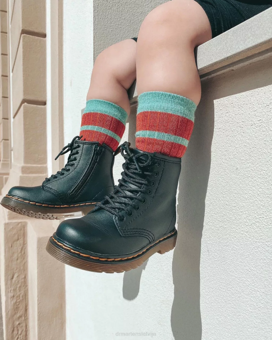 Dr. Martens apavi bērni melns mīksts t toddler 1460 softy t ādas šņorzābaki LHJP401
