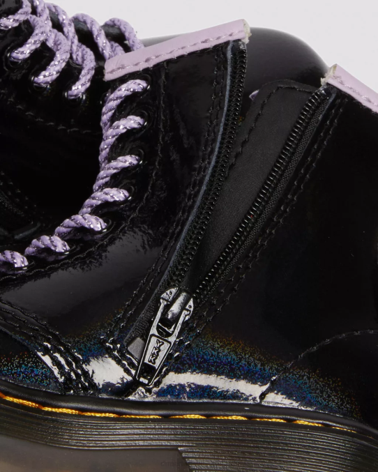 Dr. Martens apavi bērni melns un ceriņi galaktikas mirdzums Toddler 1460 mirdzoši sirds šņorzābaki LHJP422