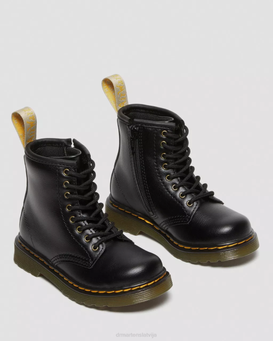 Dr. Martens apavi bērni melns vegānu toddler 1460 šņorzābaki LHJP406