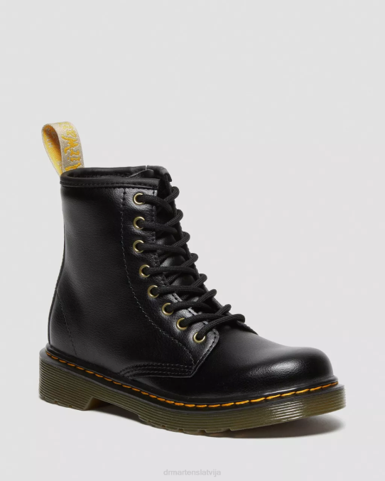 Dr. Martens apavi bērni melns vegan junior 1460 šņorzābaki LHJP436