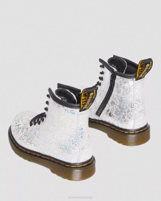 Dr. Martens apavi bērni pelēks metālisks disko krunciņš Toddler 1460 krokām metāla šņorzābaki LHJP417
