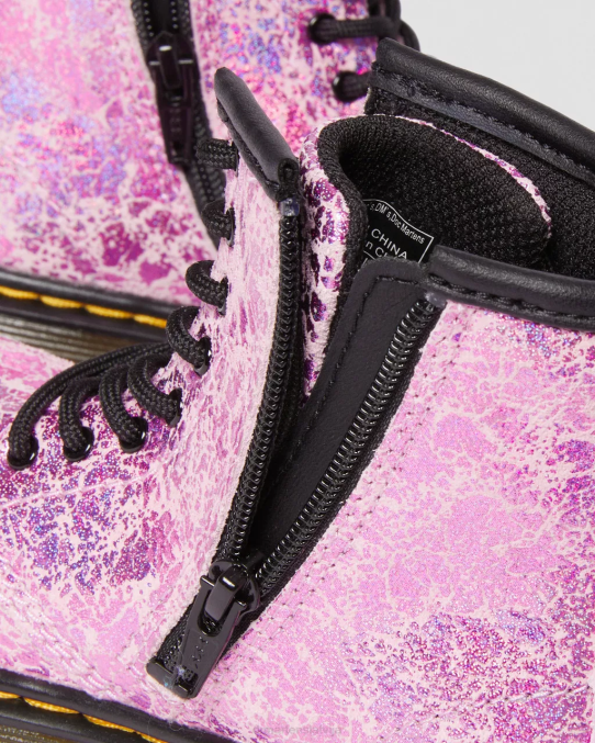 Dr. Martens apavi bērni rozā disko krunka Toddler 1460 krokām metāla šņorzābaki LHJP418