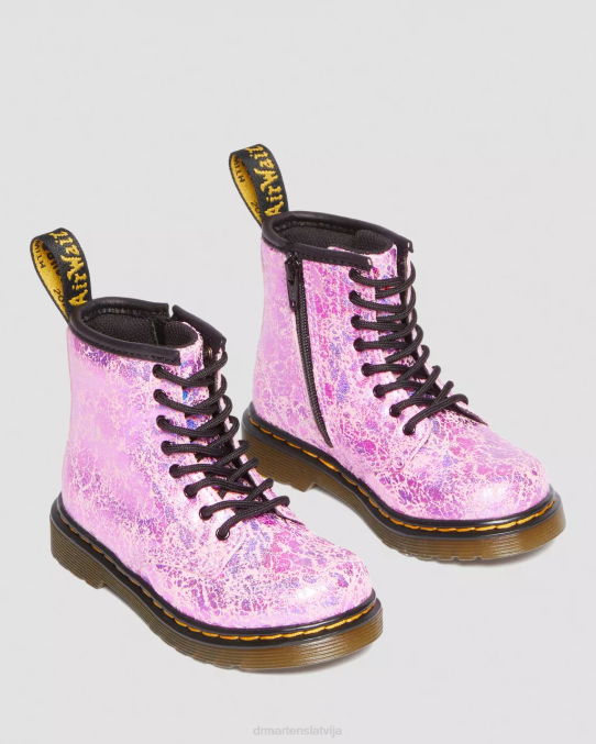 Dr. Martens apavi bērni rozā disko krunka Toddler 1460 krokām metāla šņorzābaki LHJP418
