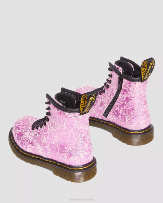 Dr. Martens apavi bērni rozā disko krunka Toddler 1460 krokām metāla šņorzābaki LHJP418