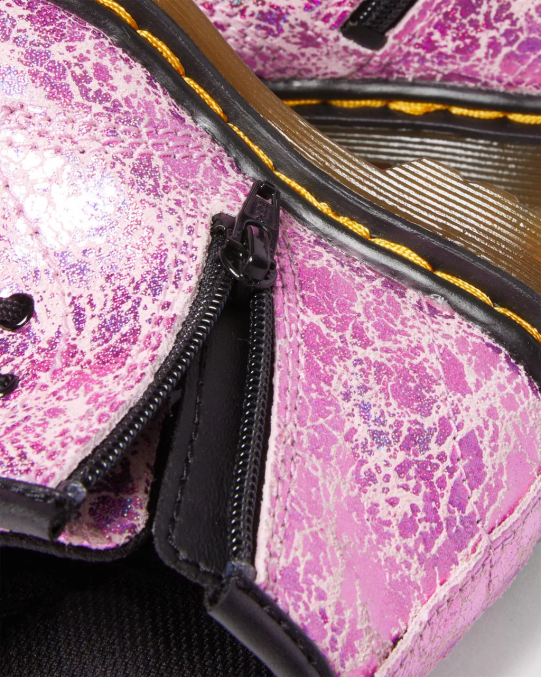 Dr. Martens apavi bērni rozā disko krunka zīdaiņu 1460 kroku metāliski šņorzābaki LHJP398