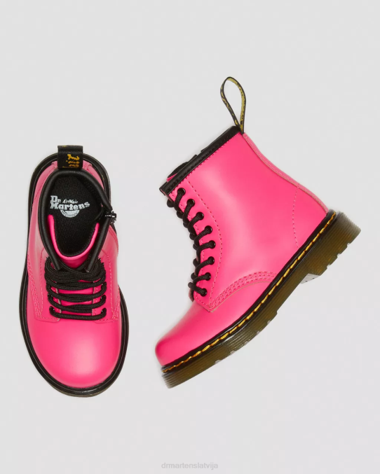 Dr. Martens apavi bērni rozā softy t toddler 1460 softy t ādas šņorzābaki LHJP423