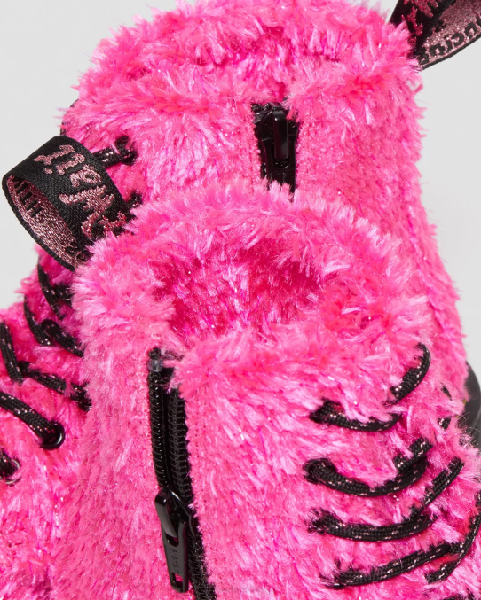 Dr. Martens apavi bērni rozā vizulis kažokādas junior 1460 pascal tinsel kažokādas šņorzābaki LHJP458