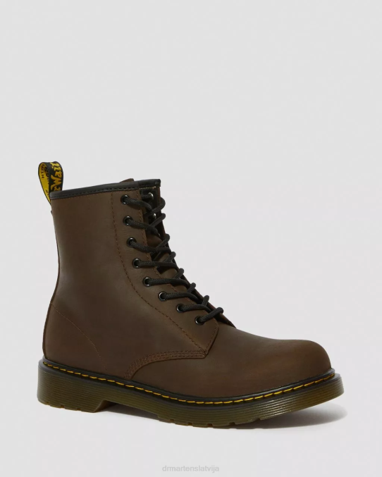 Dr. Martens apavi bērni tumši brūns mohauks jaunības 1460 mākslīgās kažokādas oderi šņorzābaki LHJP465