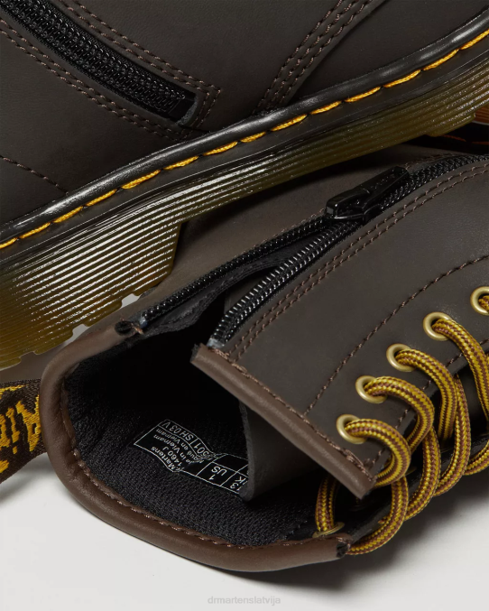 Dr. Martens apavi bērni tumši brūns savvaļas zirgu lamperis junior 1460 wildhorse ādas šņorzābaki LHJP440