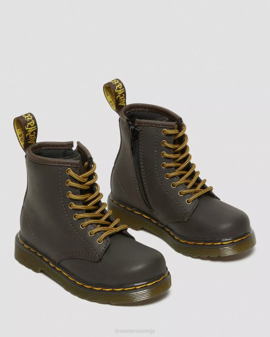 Dr. Martens apavi bērni tumši brūns savvaļas zirgu lamperis toddler 1460 wildhorse ādas šņorzābaki LHJP408