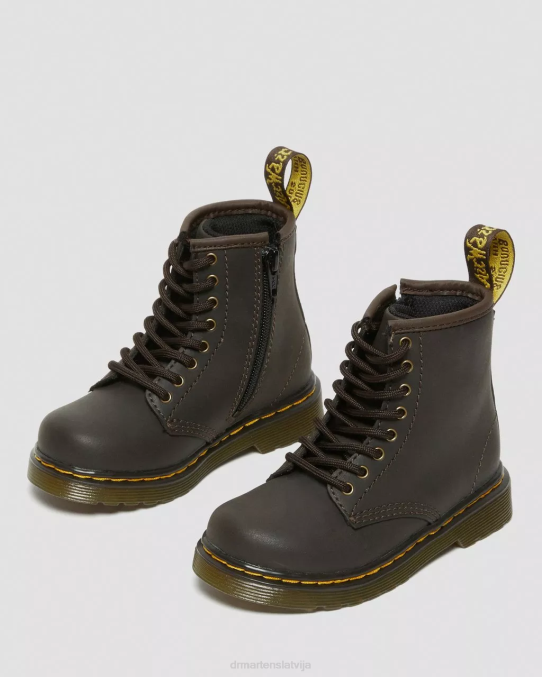 Dr. Martens apavi bērni tumši brūns savvaļas zirgu lamperis toddler 1460 wildhorse ādas šņorzābaki LHJP408
