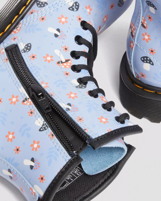 Dr. Martens apavi bērni zen blue lucido & patent lamper junior 1460 patentēta mežģīņu zābaki LHJP456