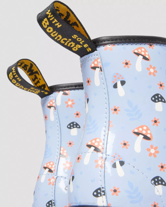 Dr. Martens apavi bērni zen blue lucido & patent lamper junior 1460 patentēta mežģīņu zābaki LHJP456