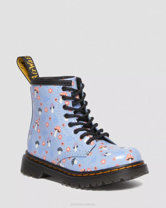 Dr. Martens apavi bērni zen blue lucido & patent lamper toddler 1460 patentēta mežģīņu zābaki LHJP412