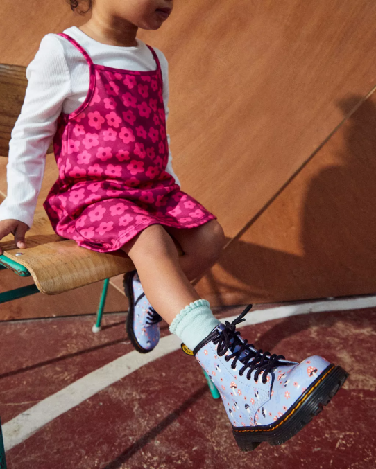 Dr. Martens apavi bērni zen blue lucido & patent lamper toddler 1460 patentēta mežģīņu zābaki LHJP412