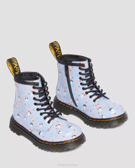 Dr. Martens apavi bērni zen blue lucido & patent lamper toddler 1460 patentēta mežģīņu zābaki LHJP412
