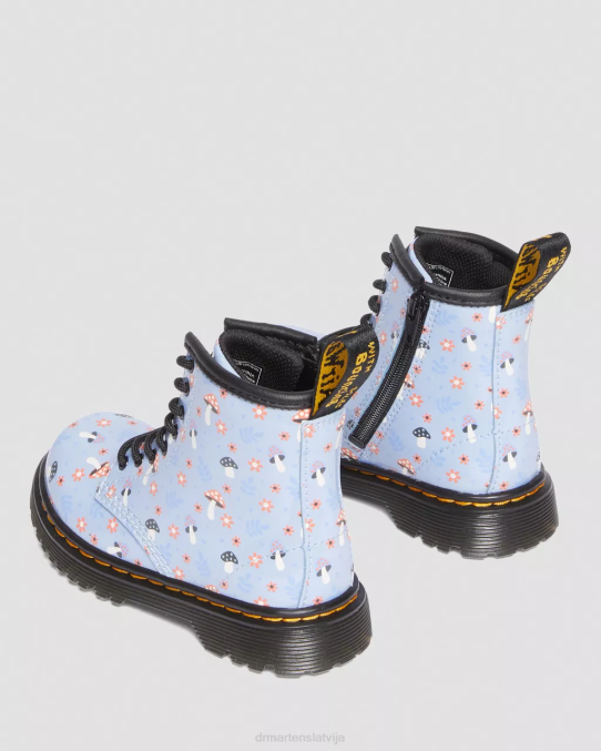 Dr. Martens apavi bērni zen blue lucido & patent lamper toddler 1460 patentēta mežģīņu zābaki LHJP412